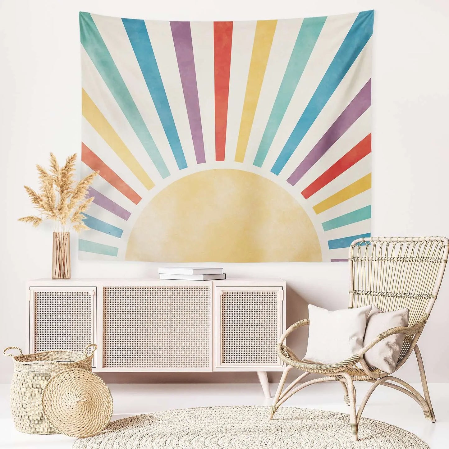 Retro solstråler pastell veggteppe
