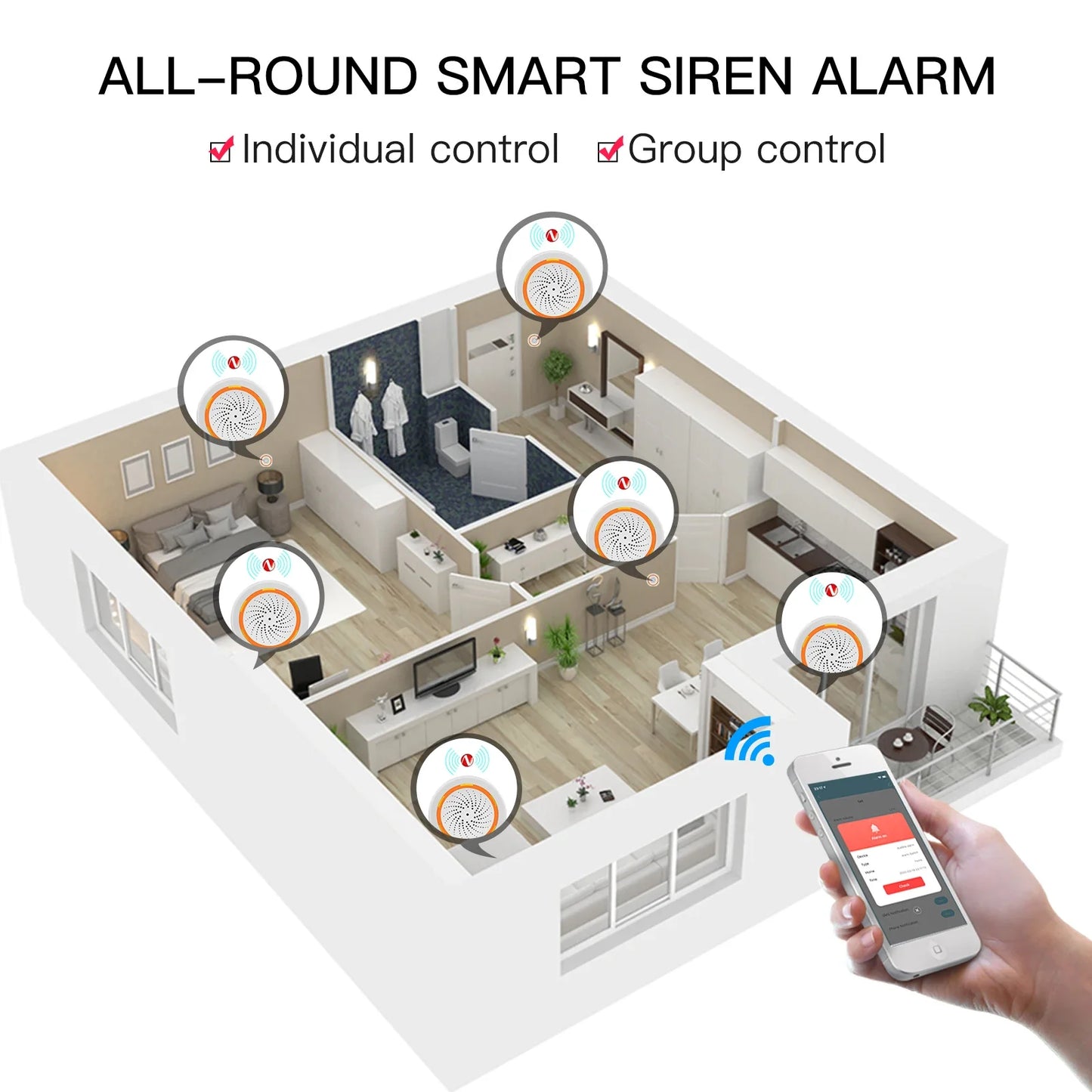 Tuya ZigBee Smart Lyd- og Lys sirene - WiFi 90dB Alarmkontroll via SmartLife Google Alexa-apper