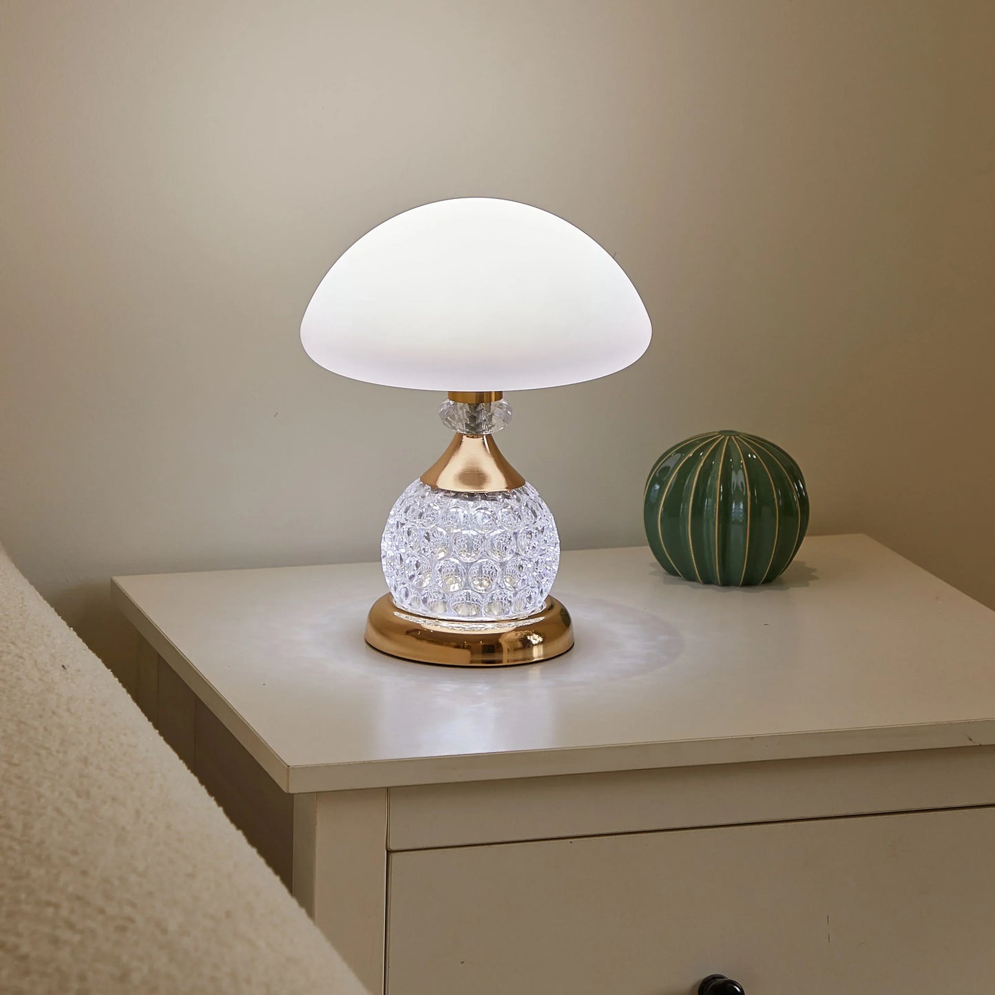 Dekorativ Mood Light LED – Krystallbordlampe med Sopplignende Design, Vintage Dekorlampe for Stue eller Soverom