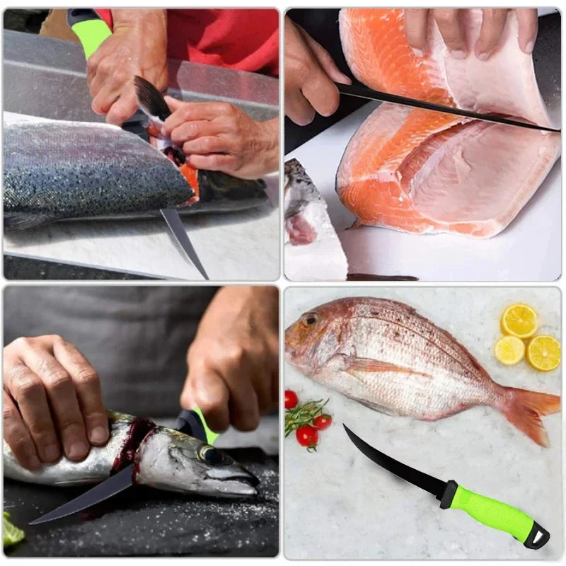 Norvo | Rustfritt stål filé- og utbeining kniv - Multifunksjonell kjøttkniv, slakterkniv, fruktskærer - Kjøkkenkniv for fisk