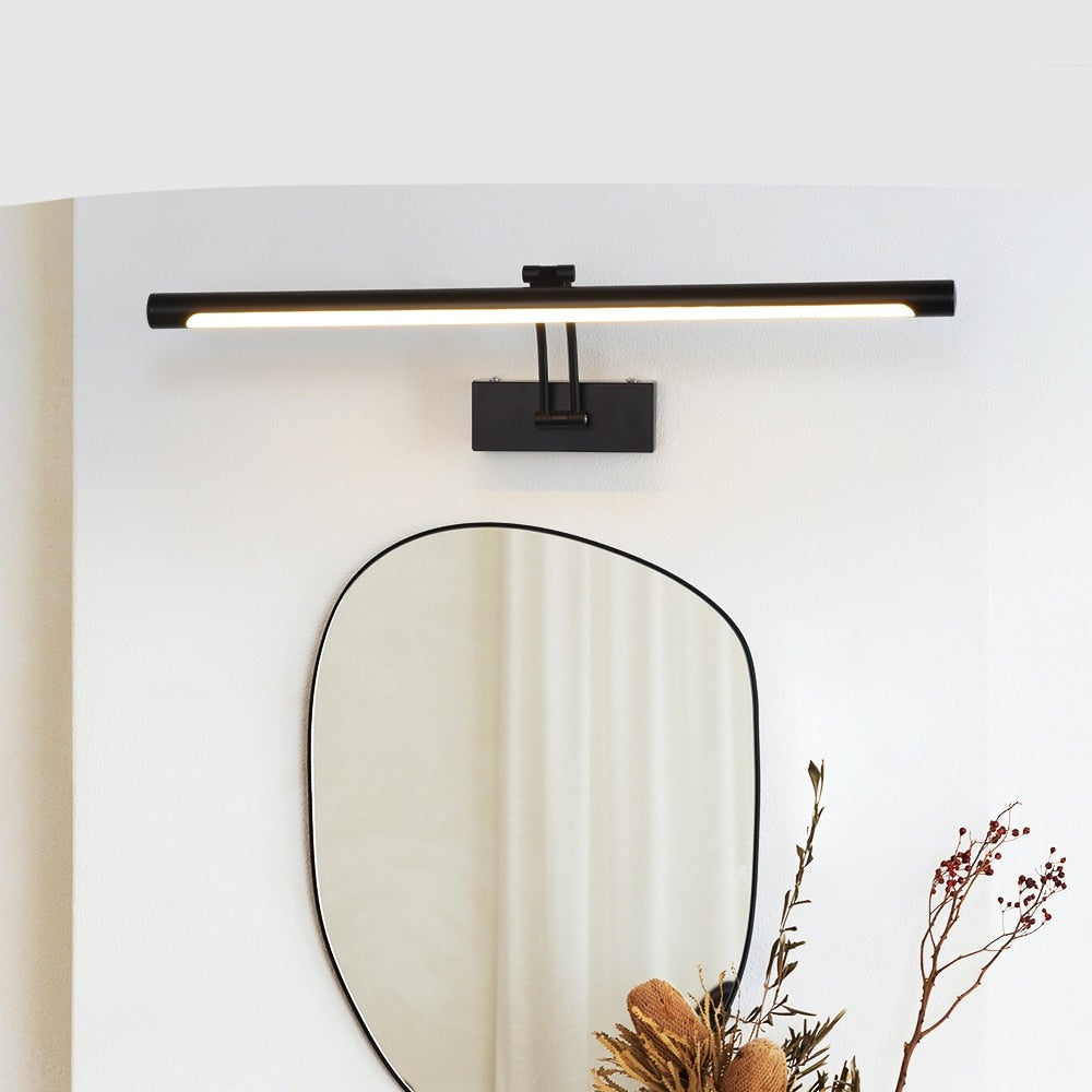 Norvo | 80-100cm LED vegglampe - Moderne svart/sølv veggbelysning til badet, innvendig montert bilde lys