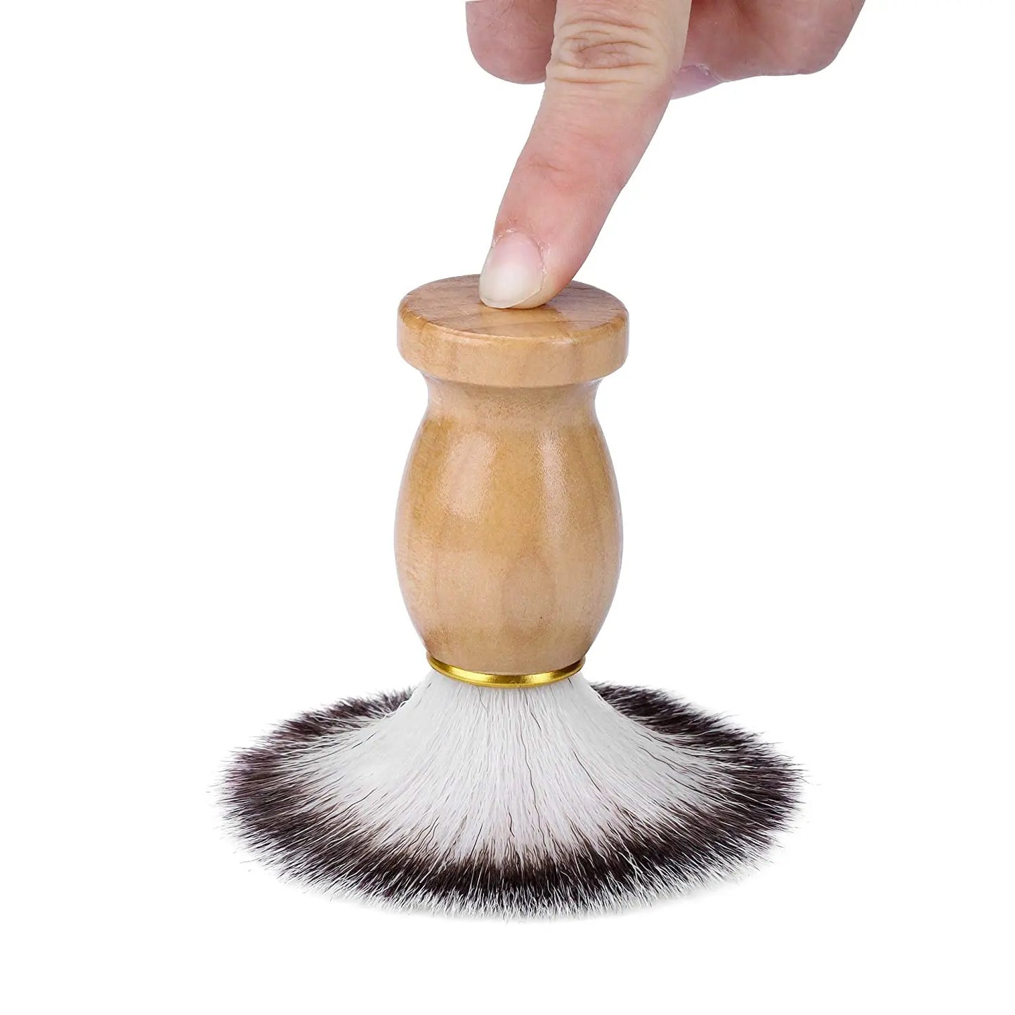 Norvo | Herre barberkost- og bollesett - 3-i-1 barberkit med trehåndtak-borste - rustfritt stål barberbolle & kosteholder