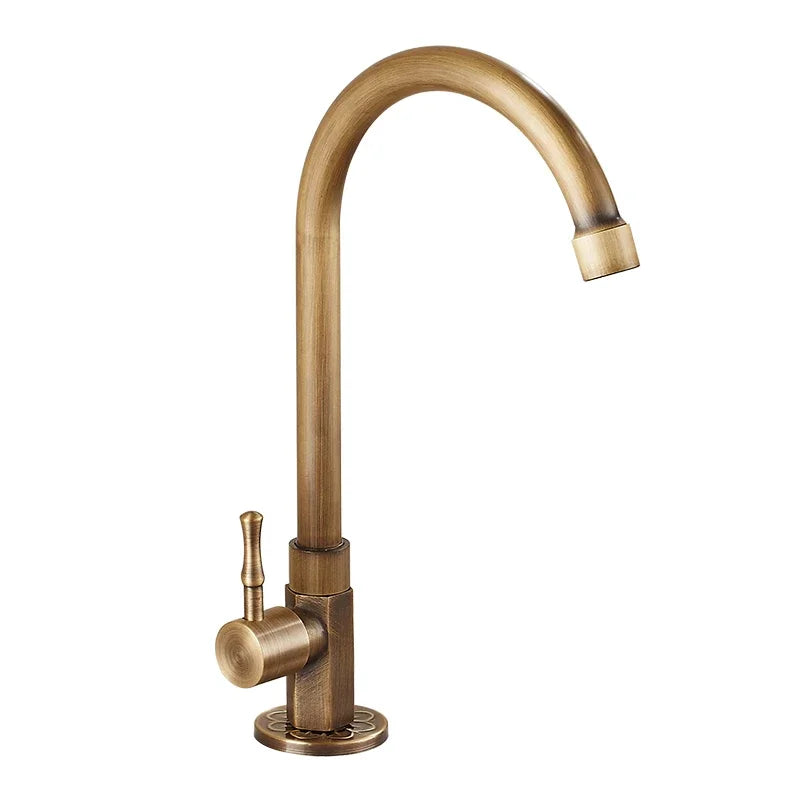 Elegant Swan Neck Kjøkkenkraner i Antikk Messing