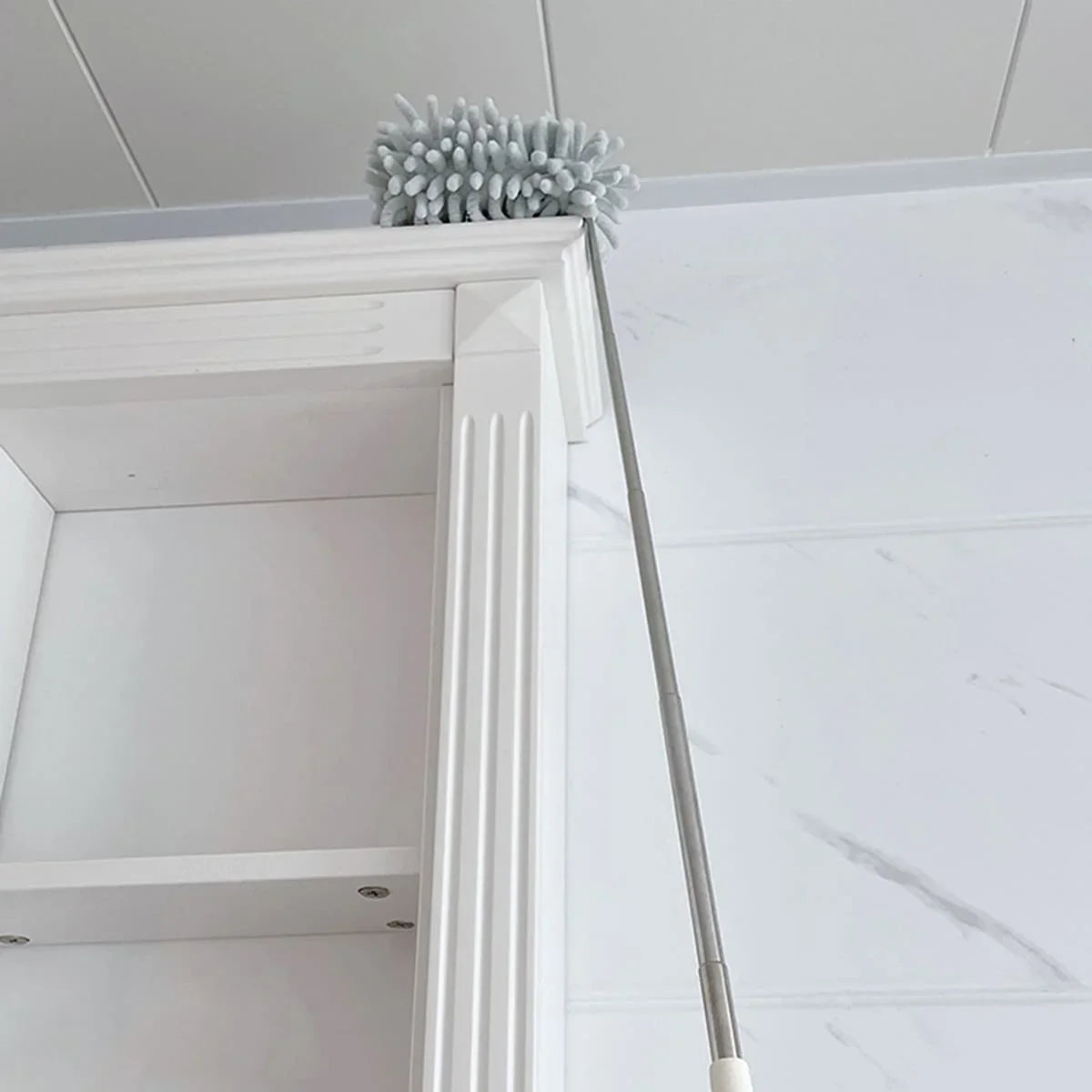 Norvo | DUSTELLA Teleskopisk Støvklut | Utvidbar opptil 80 cm | Mikrofiber Chenille & Rustfritt Stål Håndtak – For Tak, Møbler & Hjørner