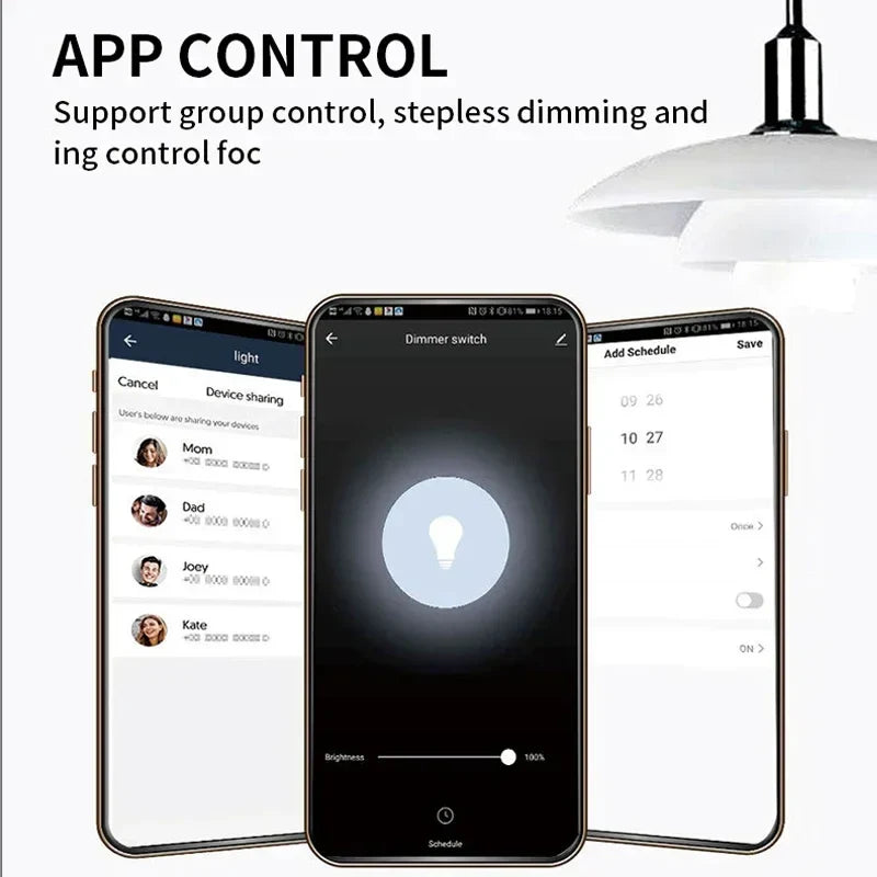 Tuya Smart Light Wall Switch med nøytral leder - WiFi-enhet Dimmerkontroll via SmartLife Google Alexa-apper