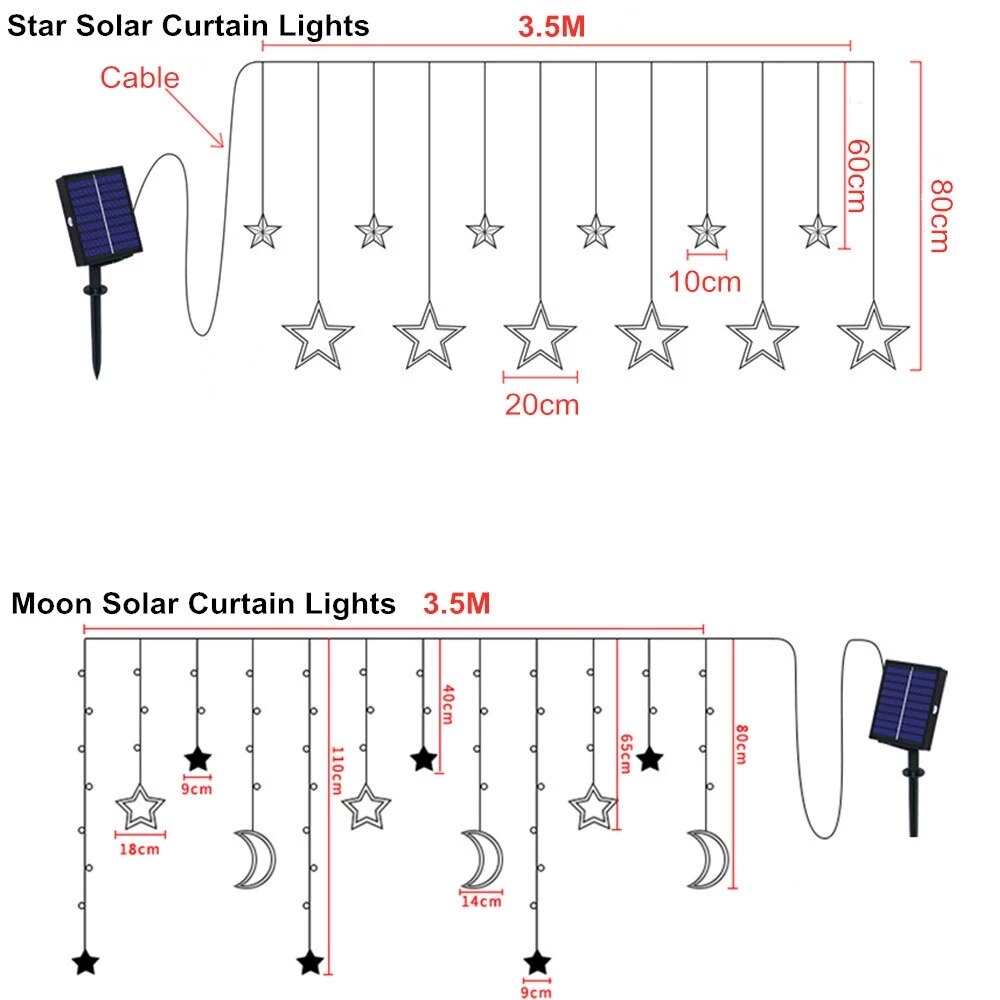 Norvo | Solar Måne Stjerne Lampe LED Lyskaster Dekorasjon