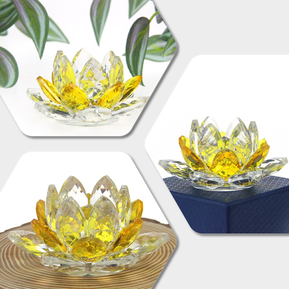 Norvo | Crystal Lotus Flower Craft Glass Paperweight Home Decoration Ornaments Figures Home Wedding Party Decor Gifts Souvenir
