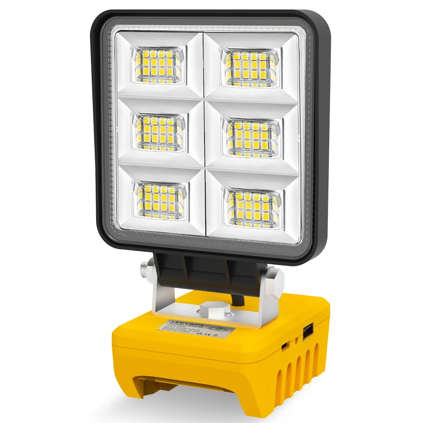 Norvo | PowerLuma 48 LED Arbeidslys | 48W Batterikonstruksjonsspotlight | 5200 Lumen | USB-C Laderport | For DeWalt Batterier (uten batteri)
