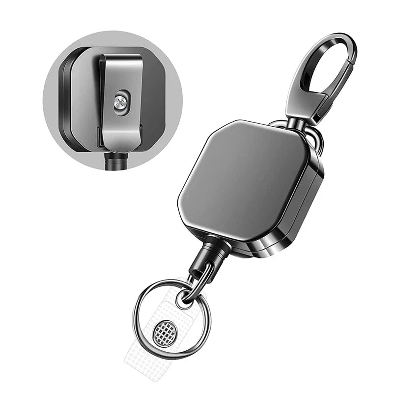 Norvo | Tung Metall-Utrekkbar Karabiner-Nøkkelring: Belte-Navneskilt-Klips med forsterket stålkabel - 28,3-tommers forlengelse