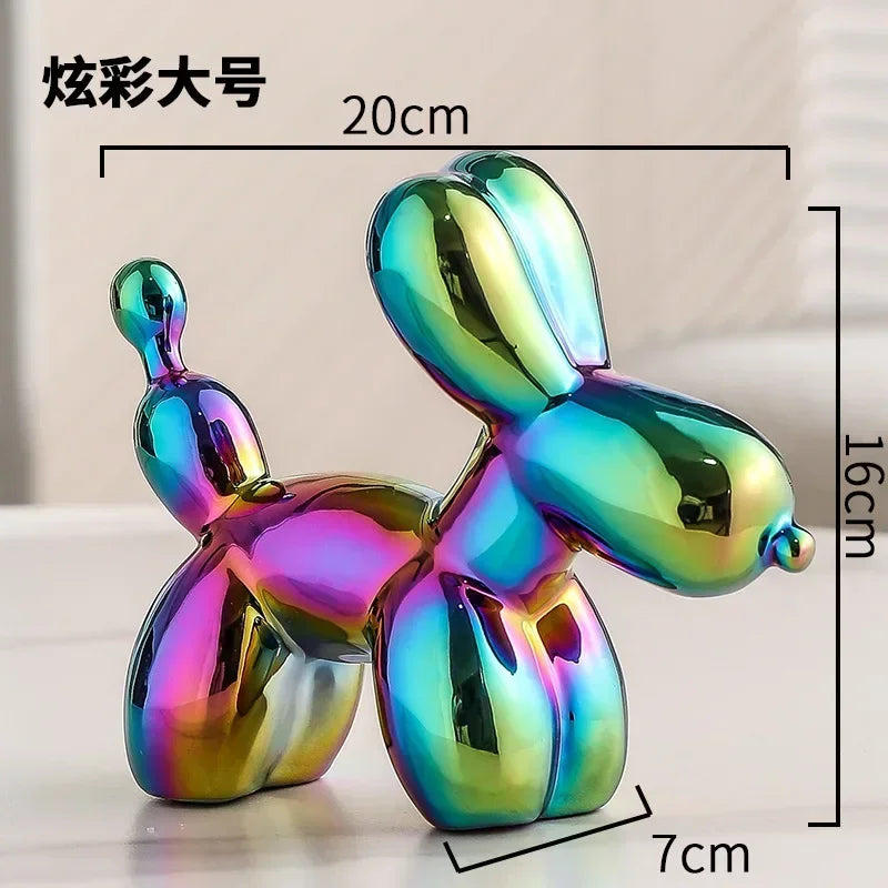 Norvo | Nordisk Keramisk Ballonghund Skulptur Gull Dyre Dekorasjoner Statue Stue Ornament Kreativ Skrivebord Ornament Hjem Dekor