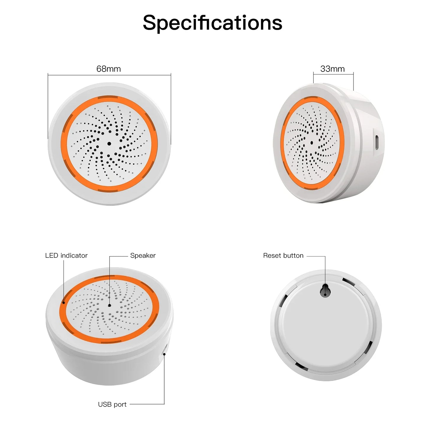 Tuya ZigBee Smart Lyd- og Lys sirene - WiFi 90dB Alarmkontroll via SmartLife Google Alexa-apper