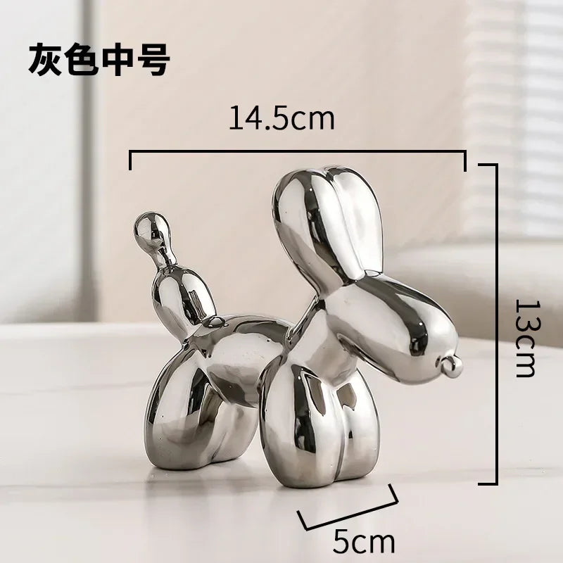 Norvo | Nordisk Keramisk Ballonghund Skulptur Gull Dyre Dekorasjoner Statue Stue Ornament Kreativ Skrivebord Ornament Hjem Dekor