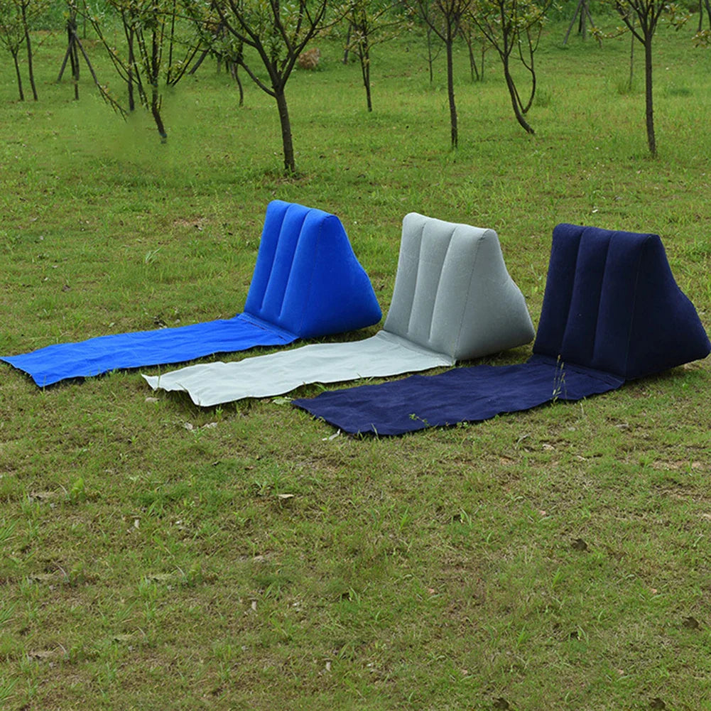 Norvo | Sammenleggbar oppblåsbar reise-madrass: Myk strandmatte, luftmadrassstol, camping-lounger med nakkepute - Fritids-strandstol