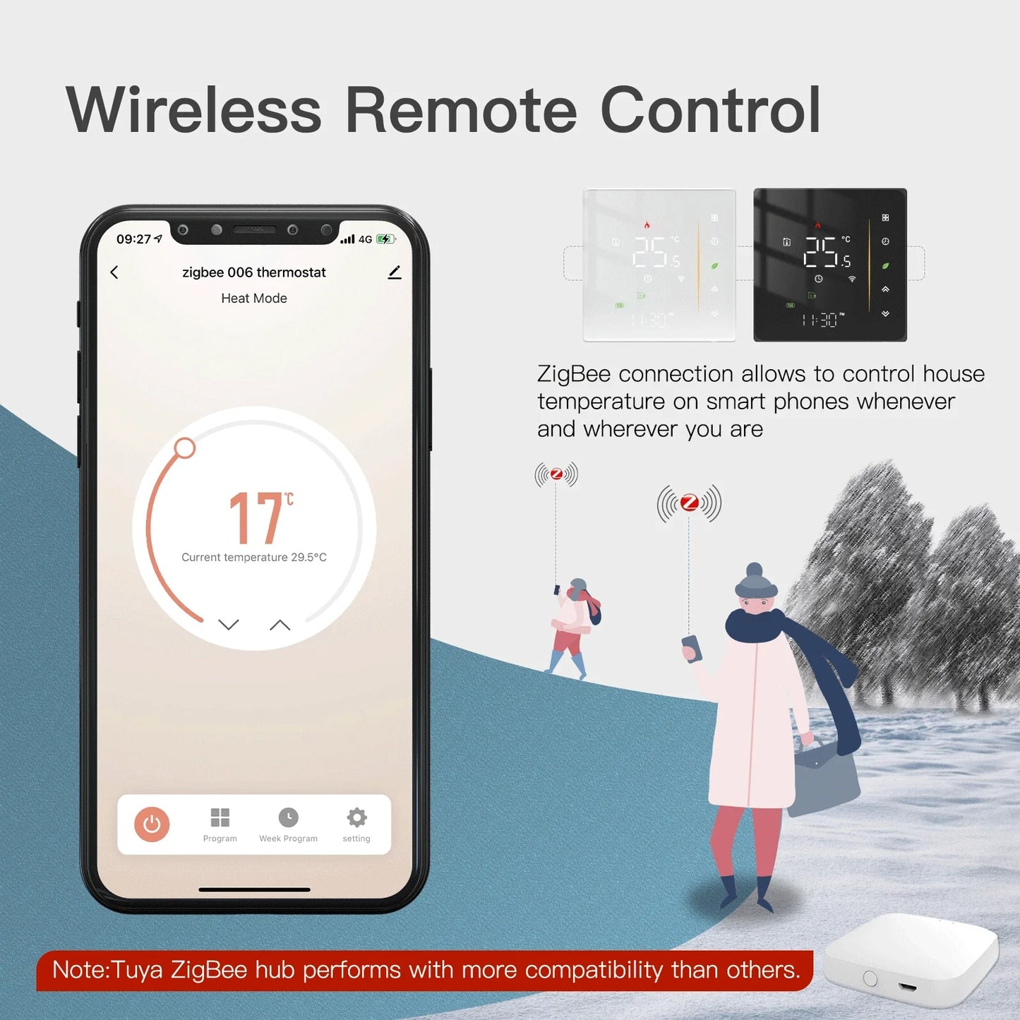 Tuya Zigbee Smart Termostat Temperaturkontroller - Wifi Elektrisk Gulvvarme & Gass Vannsystemkontroll via SmartLife Google Alexa Apper