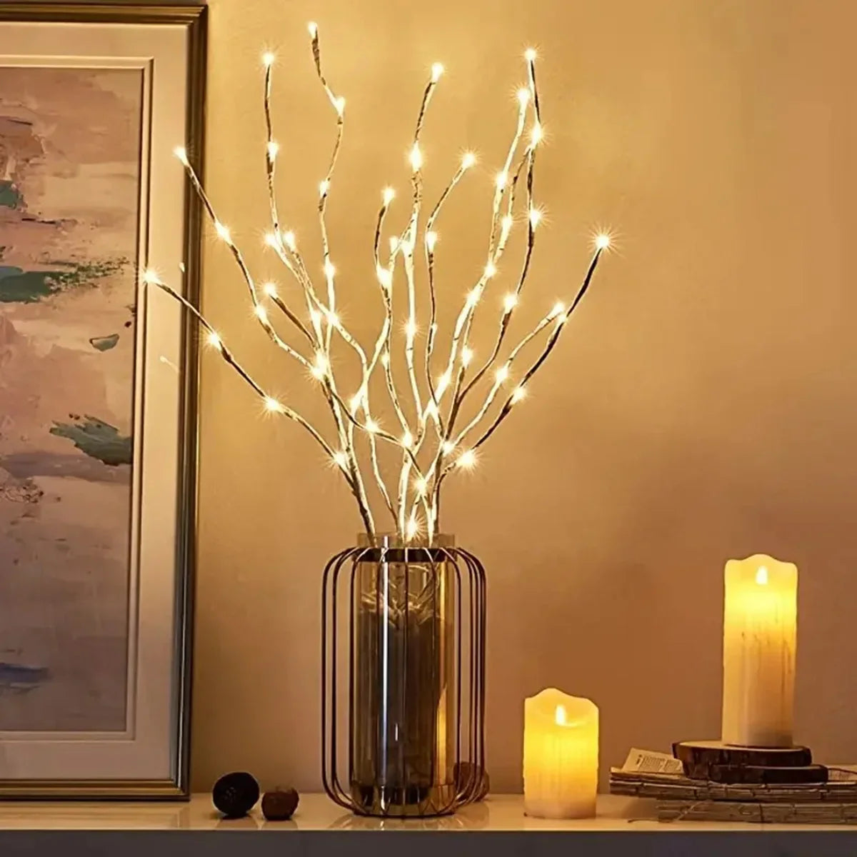 LED Bjørk Gren Fairy Jule Lys - Batteridrevet Varm Hvit Gren Dekorasjoner for Jul, Bryllup, og Utendørs Fester 28,35 tommer