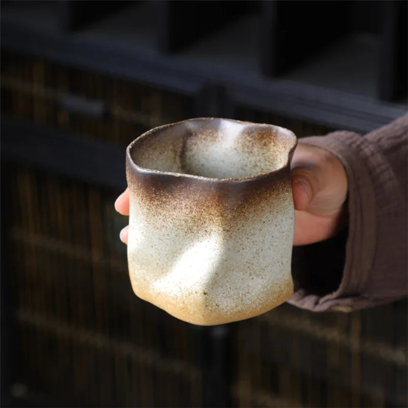 Norvo | Uregelmessig vridd form kopp 9.47 unser/280 ml keramisk kaffekopp te-kopp uten håndtak polykromatisk kreativ keramiske kopper kaffekopper retro