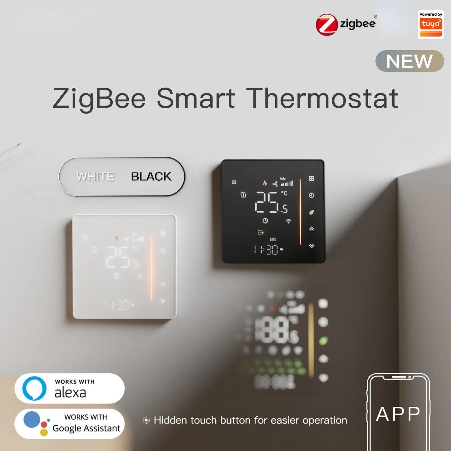 Tuya Zigbee Smart Termostat Temperaturkontroller - Wifi Elektrisk Gulvvarme & Gass Vannsystemkontroll via SmartLife Google Alexa Apper