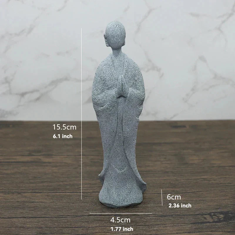 Norvo | Buddha Stein Statue Liten Buddhiste Munker Tibetansk Buddhisme Figurer Zen Hage Ornament Meditasjon Hjem Akvarium Dekorasjon
