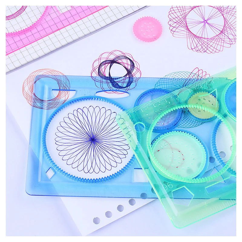Creative Kids Geometri Spirograph Maler Sett - 4 Blomst Tegne Maler, Utdannings Kunstverktøy for Skoleartikler i Livlige Farger