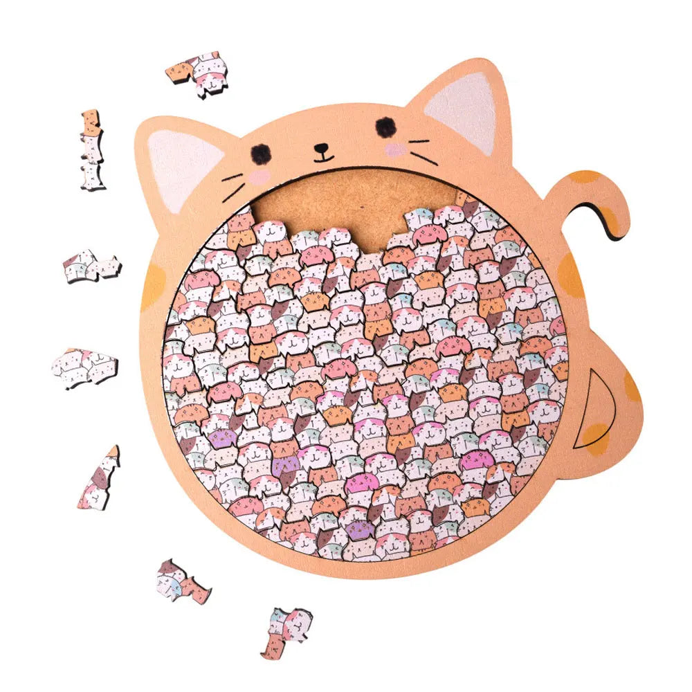 Norvo | Wooden Cat Craze Trekunst Puslespill