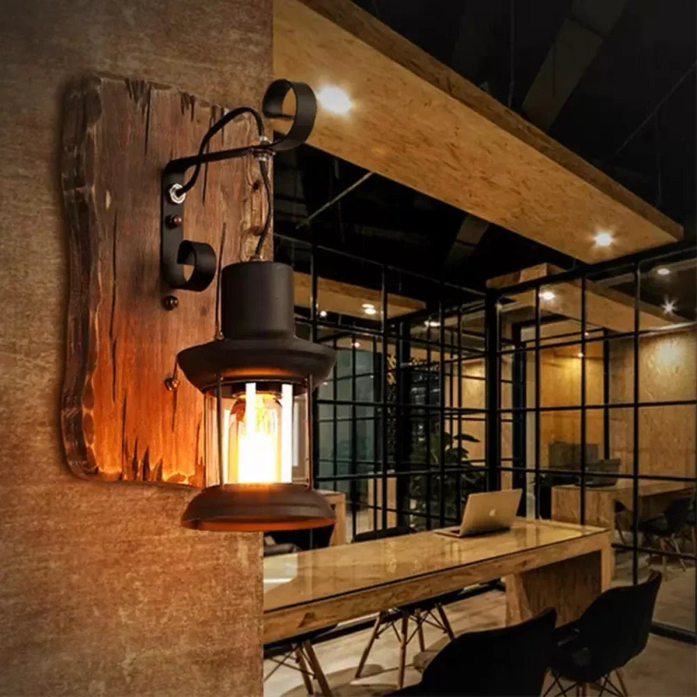 Norvo | Retro Lantern Lamp Industriell Lantern Vegglampe