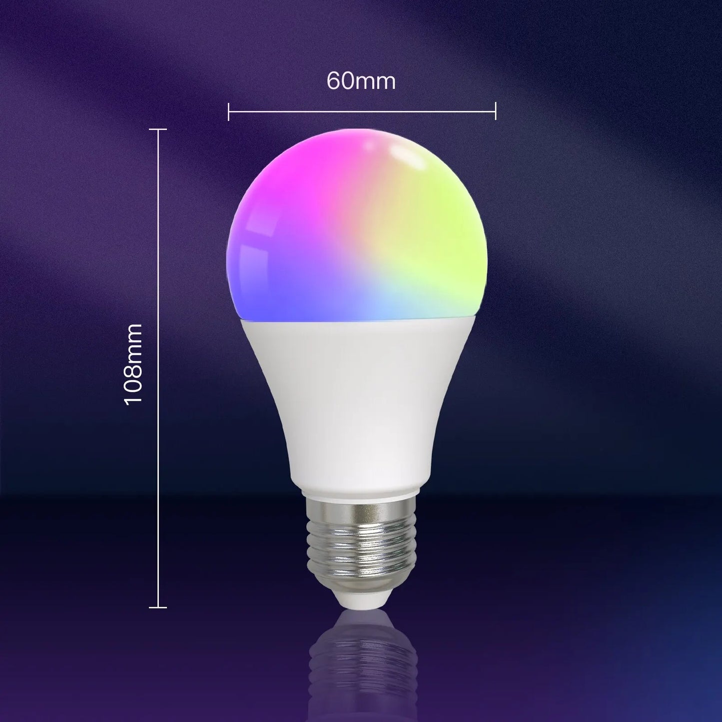Tuya Smart LED RGB Lyspære 9W E27 - WiFi Justerbar Dimmbar Kontroller via SmartLife Google Alexa Apps
