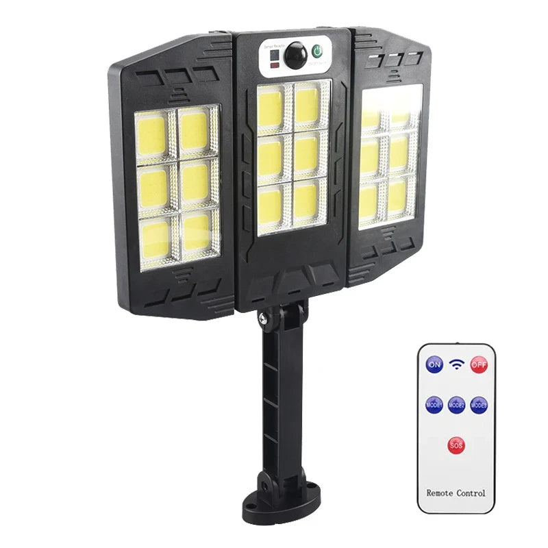 Norvo | Solar Vegglampe LumiSeca | 800 LED-lamper Super Bright | Med bevegelsessensor | 3 lysmoduser | Vanntett for hage og utendørs