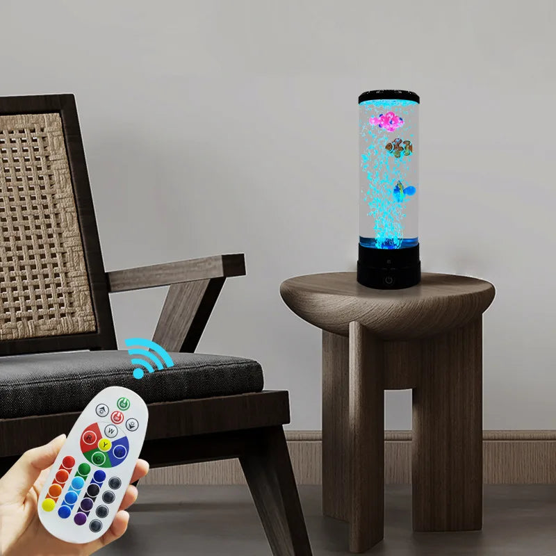 Norvo | Simulert LED Fargerik Stor Boble Fisk Lys Akvarium Tank Usb Natt Lys for Hjem Kontor Soverom Stue