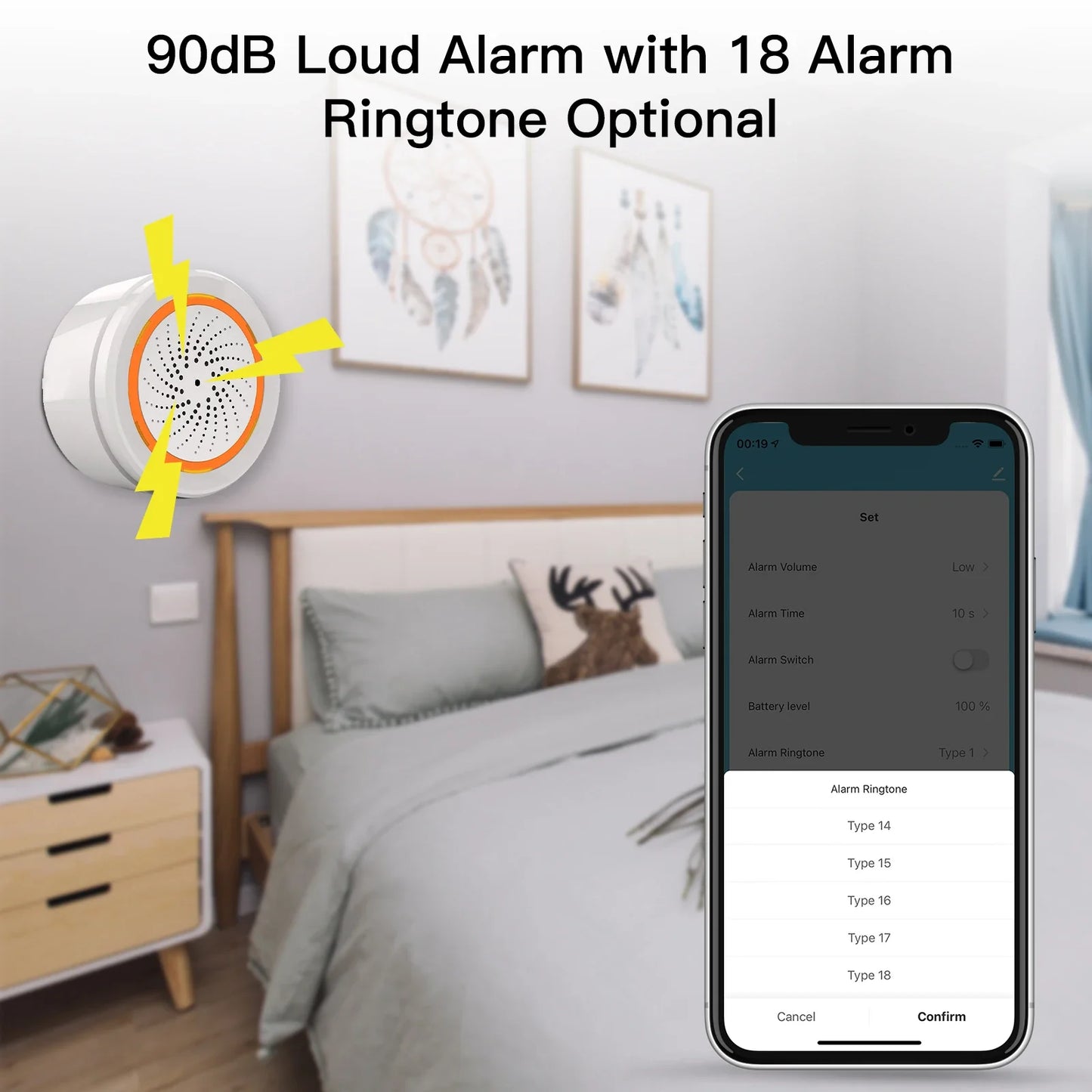 Tuya ZigBee Smart Lyd- og Lys sirene - WiFi 90dB Alarmkontroll via SmartLife Google Alexa-apper
