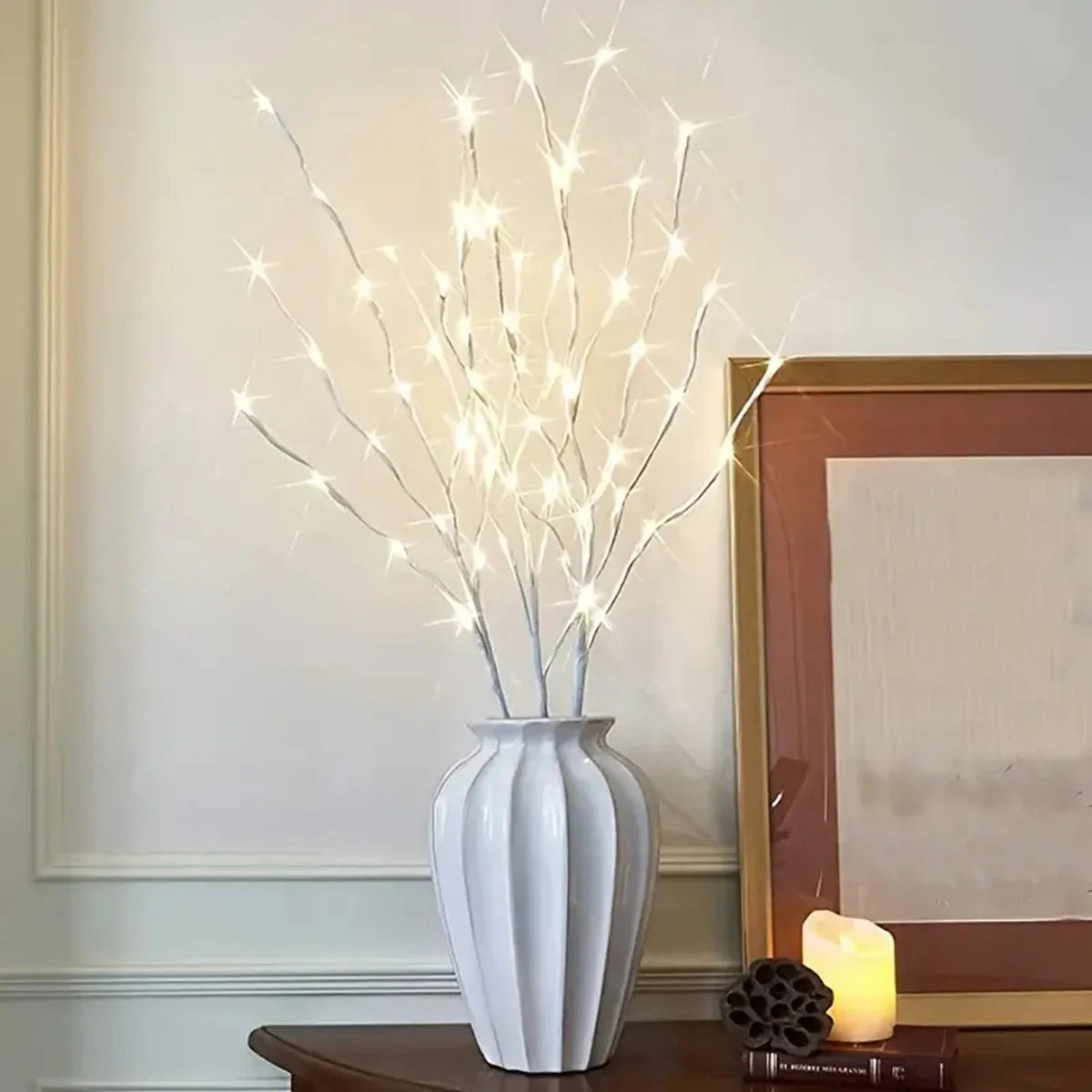 LED Bjørk Gren Fairy Jule Lys - Batteridrevet Varm Hvit Gren Dekorasjoner for Jul, Bryllup, og Utendørs Fester 28,35 tommer