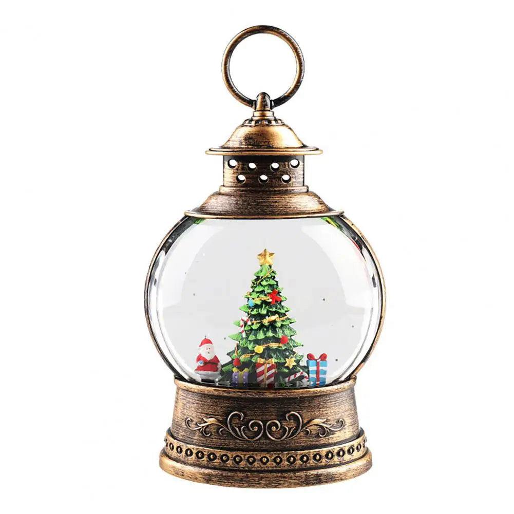 Norvo | Lunavera Jule Snøglobe Lanterne | Musikkboks med LED Lys & Glitter | Vintage Gull Design | USB & Batteridrevet | 21–26 cm