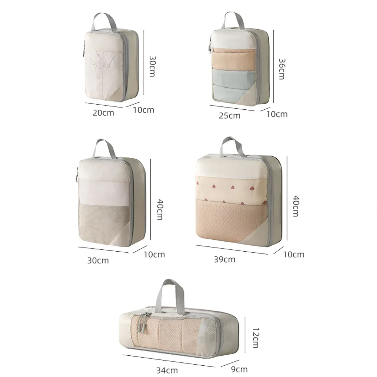 Norvo | PackNest Kompresjons Organizer Set | 5-delt | Plassbesparende & Vannavvisende | Ideell for reise & hverdagsbruk