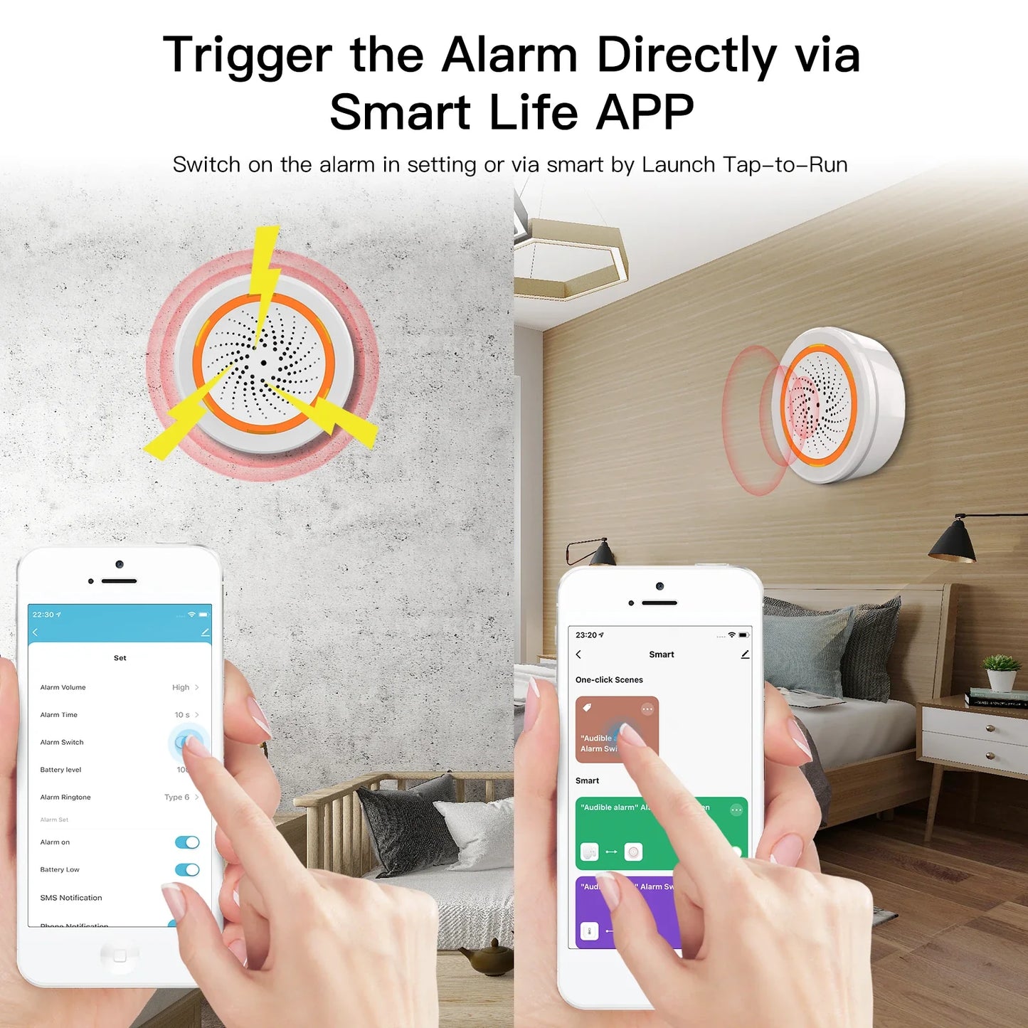 Tuya ZigBee Smart Lyd- og Lys sirene - WiFi 90dB Alarmkontroll via SmartLife Google Alexa-apper