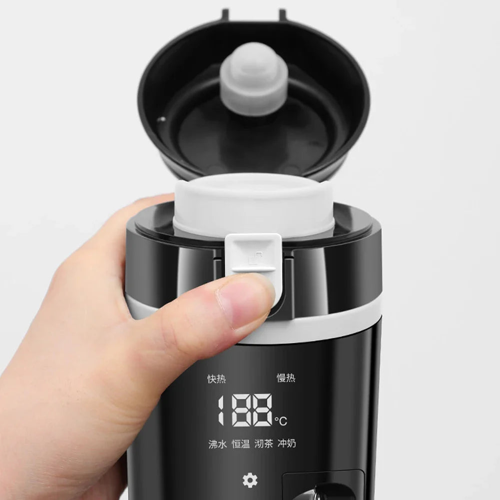 Norvo | 12V/24V Smart Auto Varmebeholder - Elektrisk vannkoker med temperaturkontroll, rustfritt stål 500ML oppvarmet smart kopp for oppvarming av vann