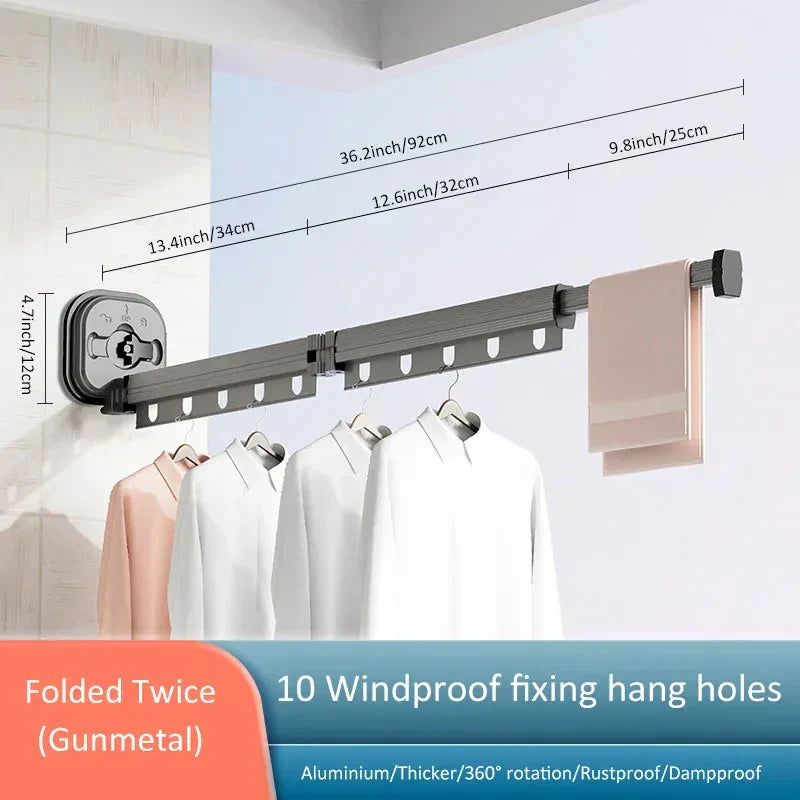 Norvo | WallDry Flex – Sammenleggbar veggmontert kless tørker for plassbesparende klesvask