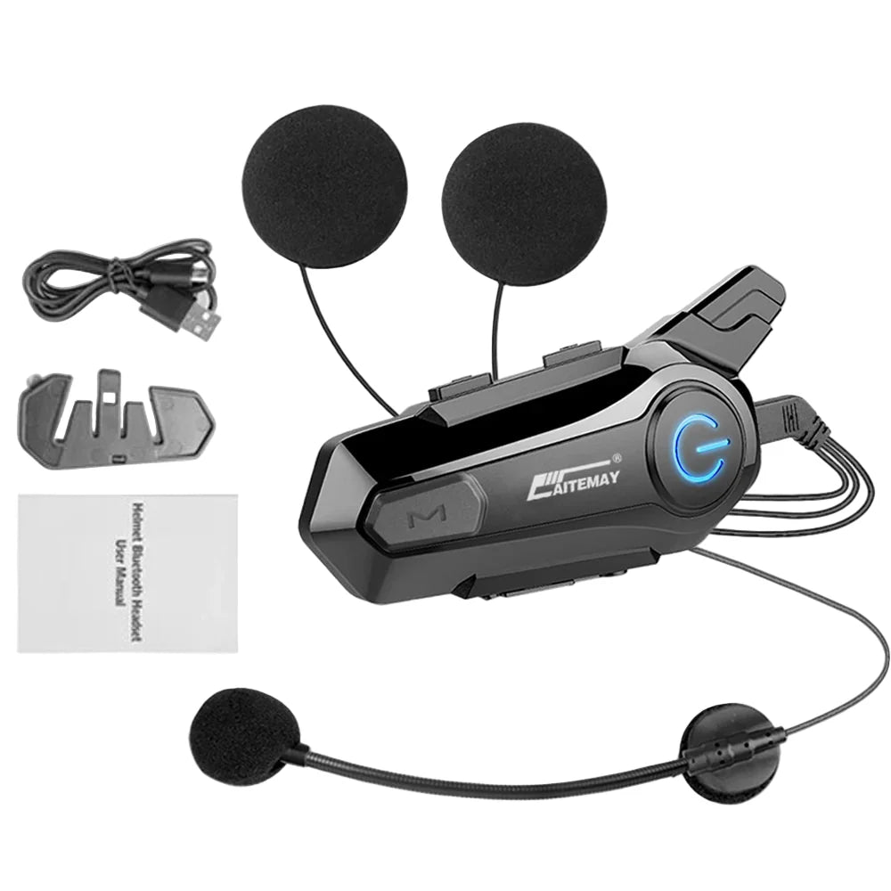 Norvo | Bluetooth Motorsykkel Hjelm Intercom Headset med 1000m Rekkevidde & IPX6 Vanntett – RoadComm