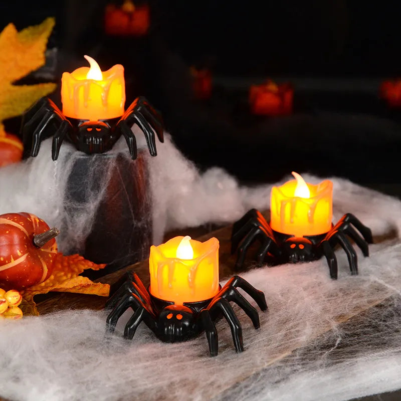 Norvo | ️Halloween Edderkopp Te-lys Spooky Elektrisk Flakkende Kunstige Lys
