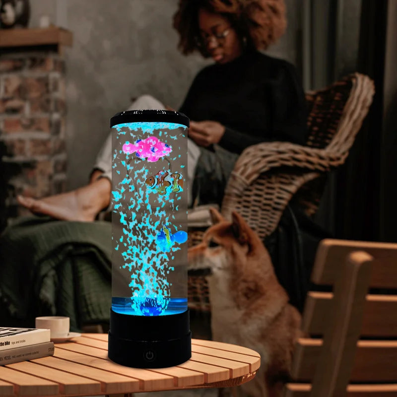 Norvo | Simulert LED Fargerik Stor Boble Fisk Lys Akvarium Tank Usb Natt Lys for Hjem Kontor Soverom Stue