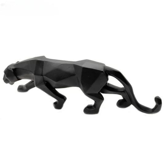 Norvo | Panther Statue, Dyrefigur, Abstrakt Geometrisk Stil, Harpiks, Leopard Skulptur, Hjemmekontor, Skrivebord Dekorasjon, Håndverk