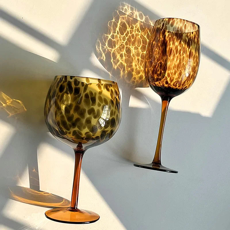 Norvo | Vintage Amber Leopard-Print Vinglass