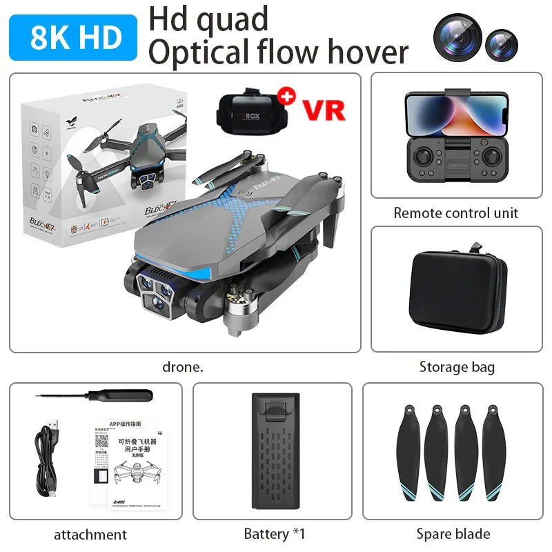 AE7 8K UHD Drone med Dual FPV Kameraer