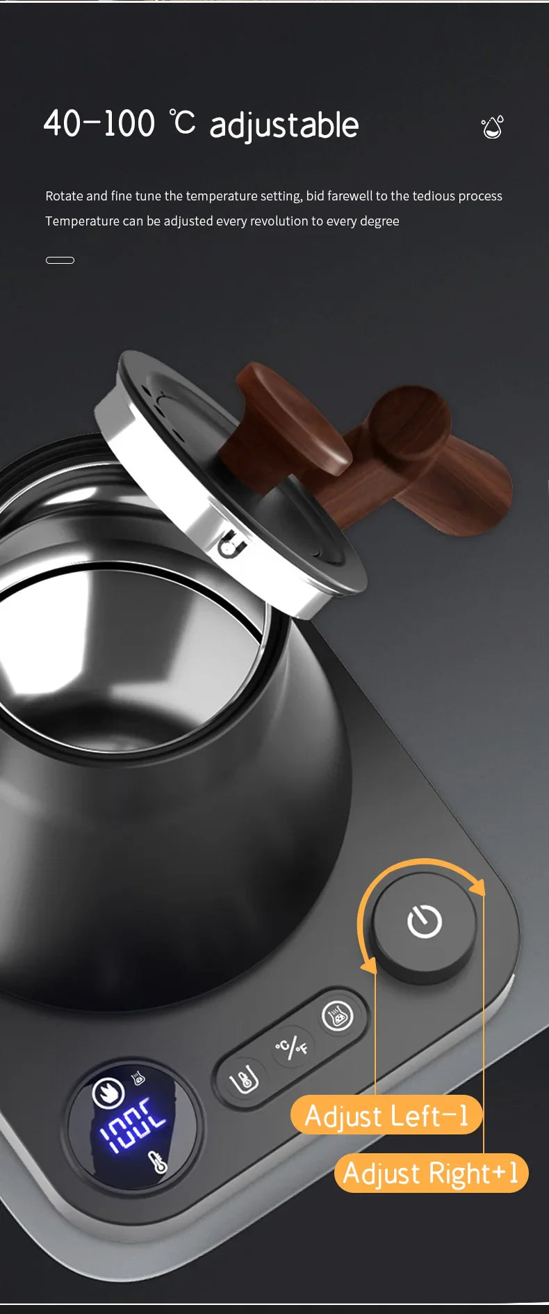 Norvo | 1200W Intelligent Elektrisk Vannkoker - Goose Neck Hånd Brygget Kaffe-kanne for Melkepulver & Presis Brygging