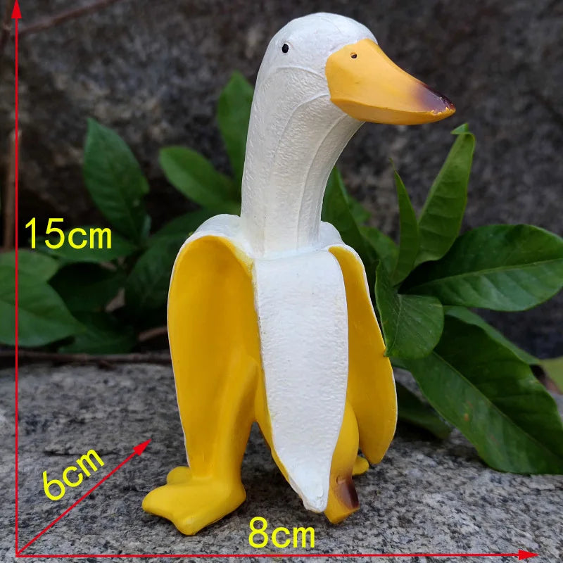 Norvo | BananaDuck Skulptur "Quaki" | Morsom Hagedekor | Værbestandig Harpiks | 17 cm