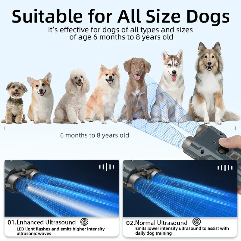 Norvo | Ultralyd Hund Skremmer – 2-I-1 Anti-Bjeffing & Treningsenhet Med LED Lys