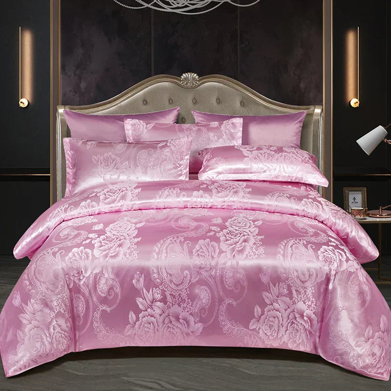 Norvo | Satin Rayon Jacquard Dynebeskytter Sett 264x229cm – Luksus Sommer Sengetøy for Komfortabel Søvn & Hjemmedekorasjon