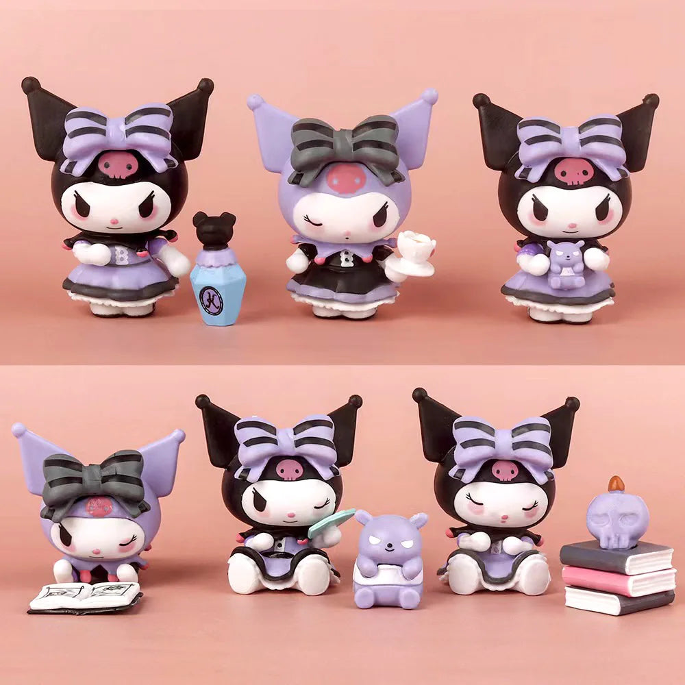 Sanrio Kuromi 6Pcs Blind Box Action Figures - Lucky Divination Series Søte Anime Dukker for Samlere