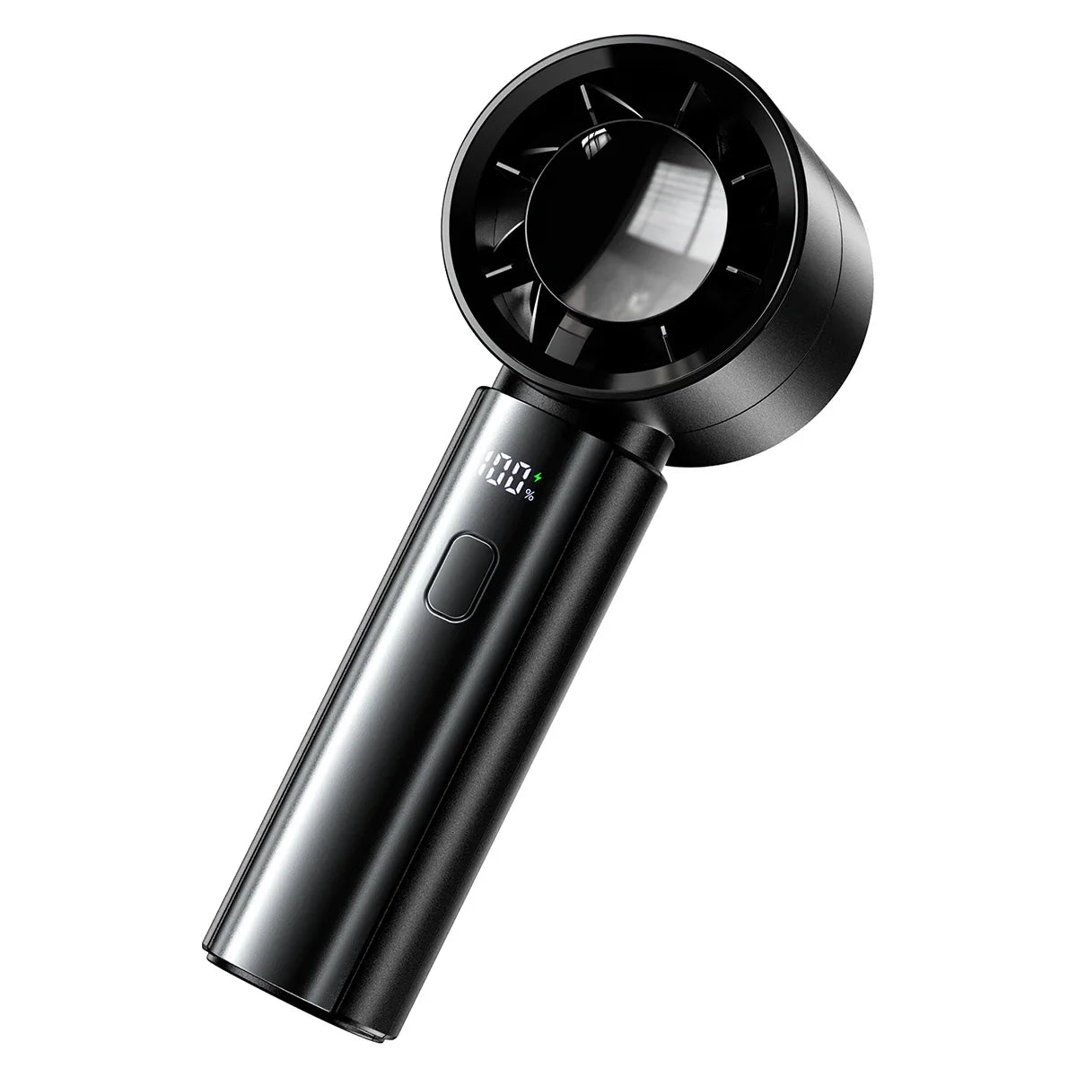 Norvo | Aeriolo Bærbar Håndvifte med 4000 mAh Batteri | 5 Nivåer & 100 Intensitetsnivåer | Digitalt Display & Dobbelt Luftstrøm for Utendørs & Reise