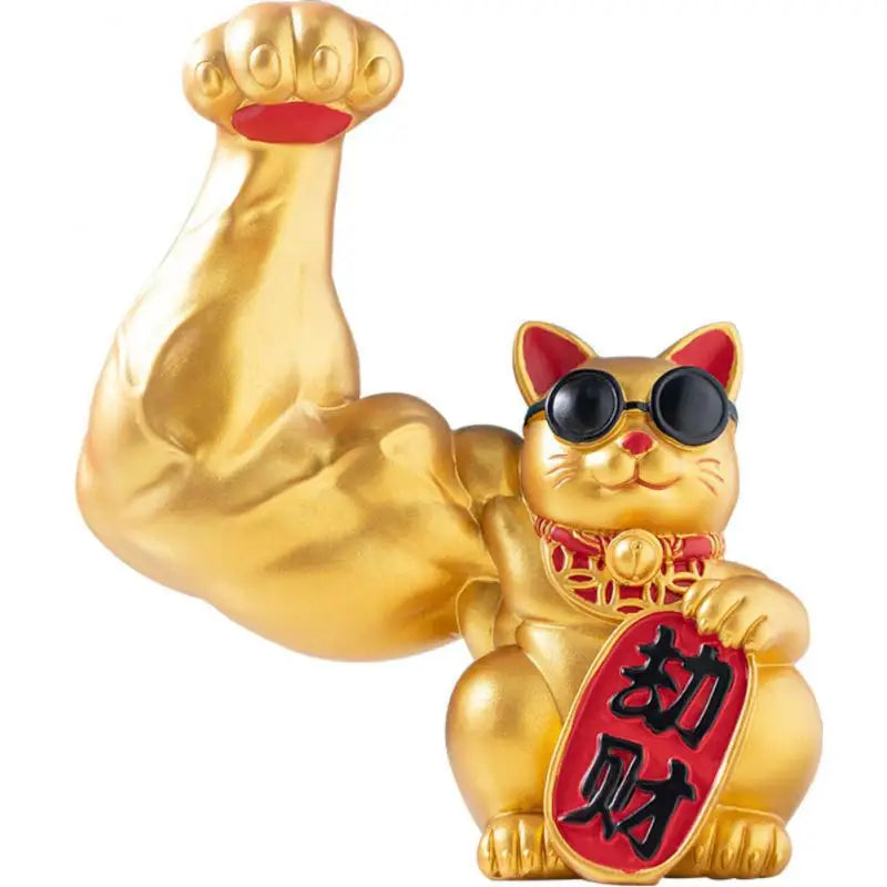 Norvo | Stor hånd, glad rikdom, vinkende katt, gullfarget vinkende håndkatt, hjemmeinnredning, velkomment vinkende katt, skulptur, statue, dekor, bilornament, butikkgave