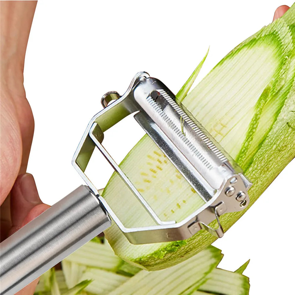 Norvo | Multi-funksjons rustfritt stål skreller - Frukt, grønnsaker, melon, potet, gulrot, agurk rive, julienne skjærer - Kjøkkenverktøy for hjemmet