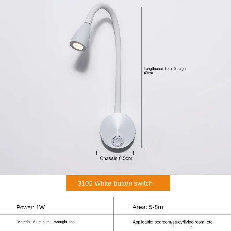 Norvo | Allsidig LED Vegglampe: Moderne, Fleksibel, Perfekt for å Lese i Sengen